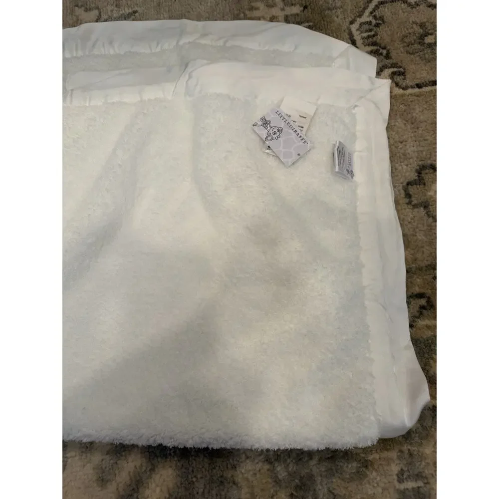 Little Giraffe Baby Blanket Cream Chenille Satin Trim 30 x 36 $79 MSRP NWT